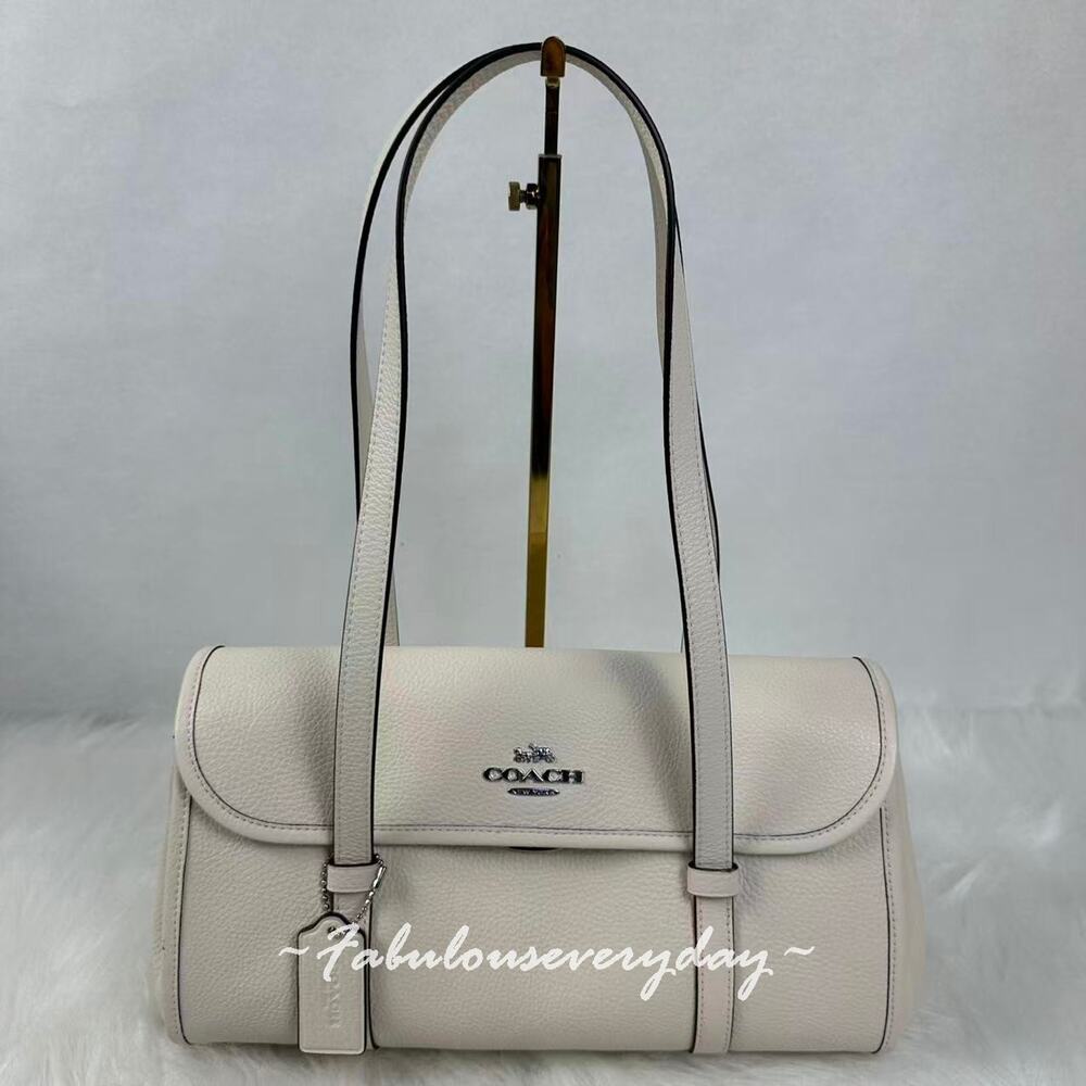 COACH Bridget Flap Shoulder Bag In Leather/Silver/Chalk CDB04 NWT